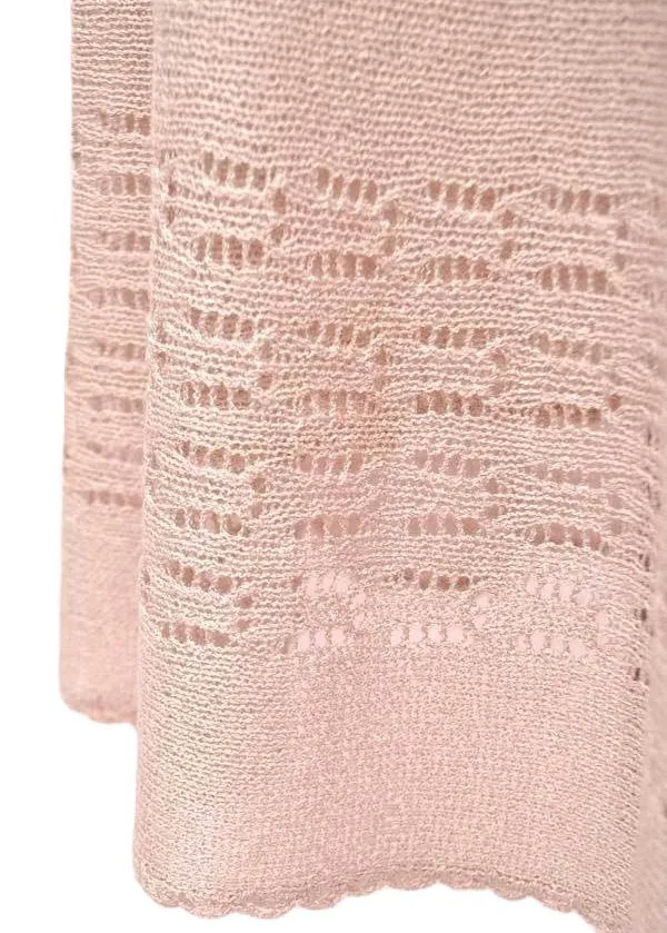 1970s Vintage Shell Pink Silk Knit Set • Knitted Skirt Top Suit