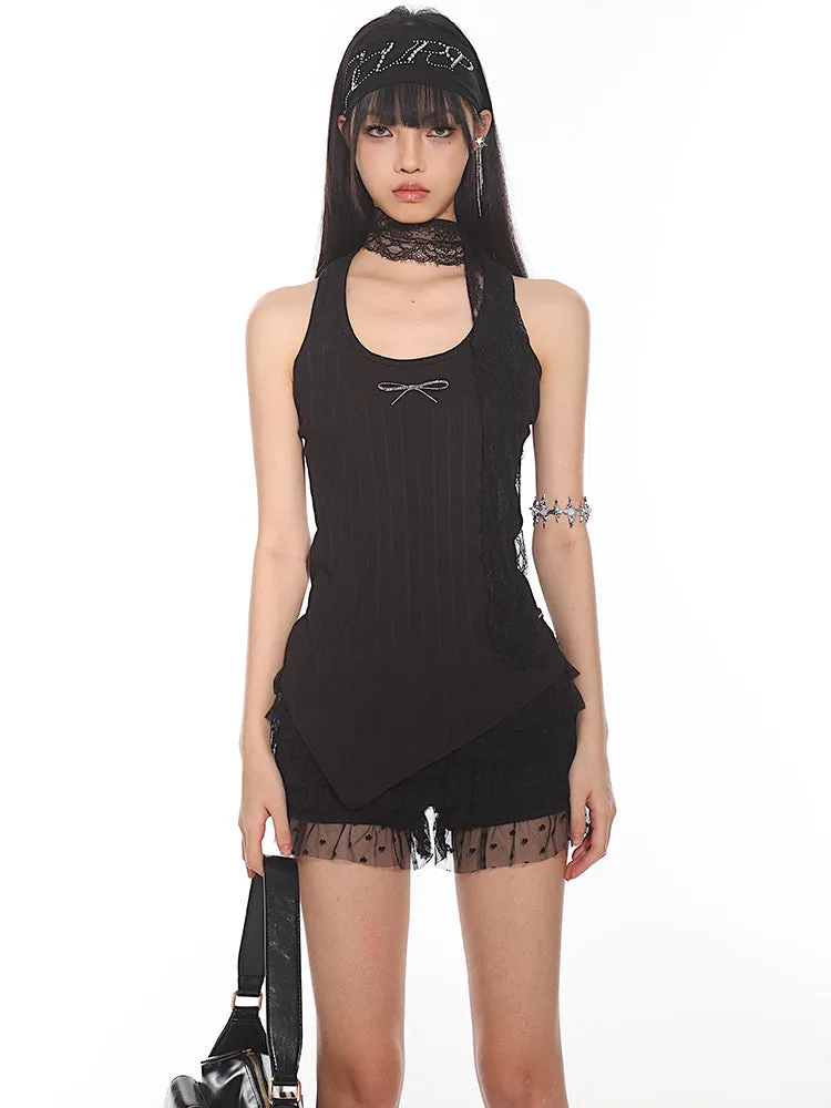 【24s Aug.】BM Style Lace I-shaped Ribbon Vest