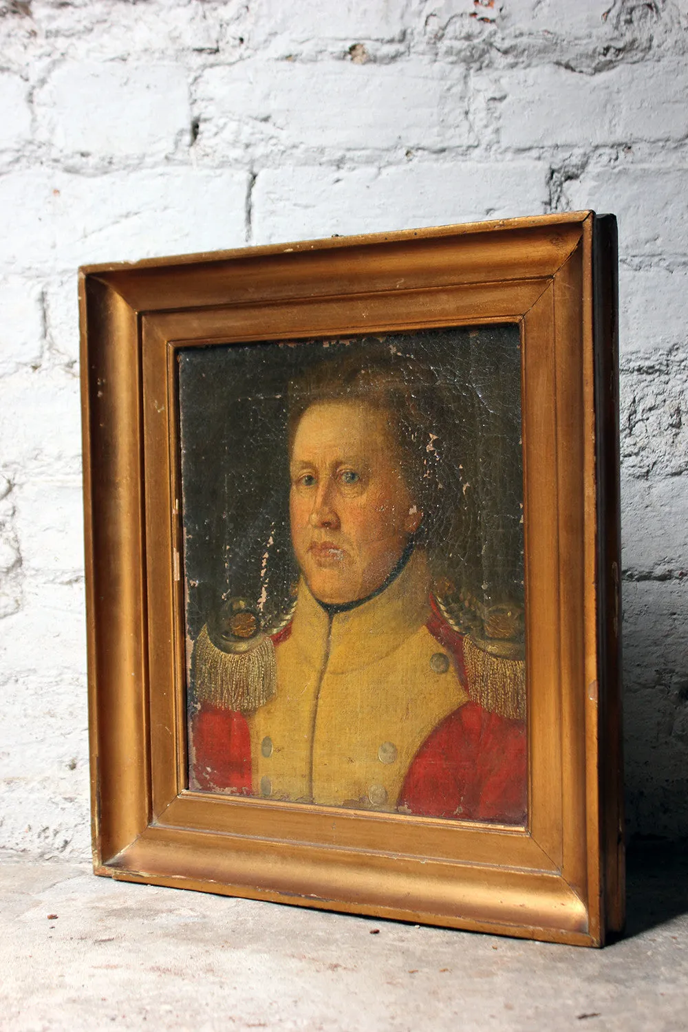 A Good Continental Provincial School Oil on Canvas Portrait of an Military Officer c.1800-1810