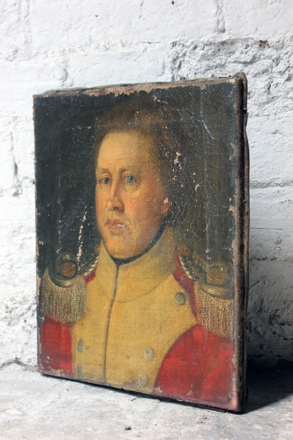 A Good Continental Provincial School Oil on Canvas Portrait of an Military Officer c.1800-1810
