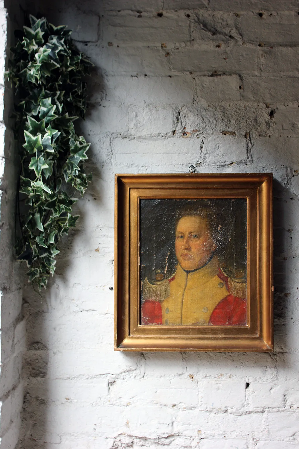 A Good Continental Provincial School Oil on Canvas Portrait of an Military Officer c.1800-1810