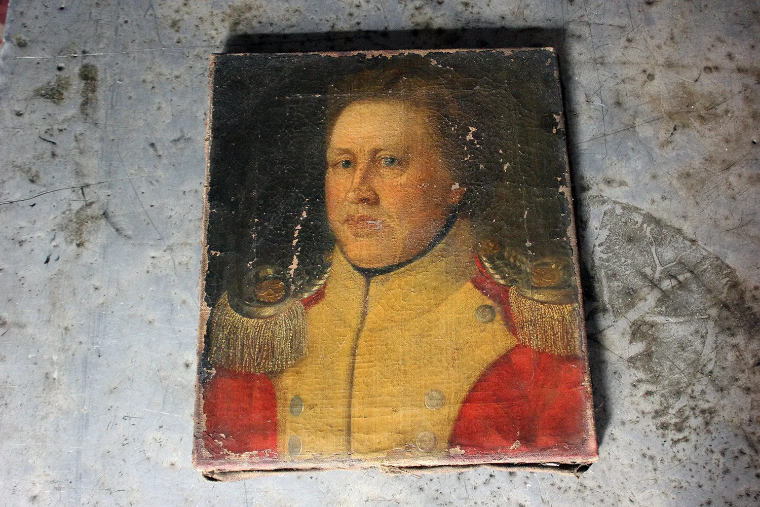 A Good Continental Provincial School Oil on Canvas Portrait of an Military Officer c.1800-1810