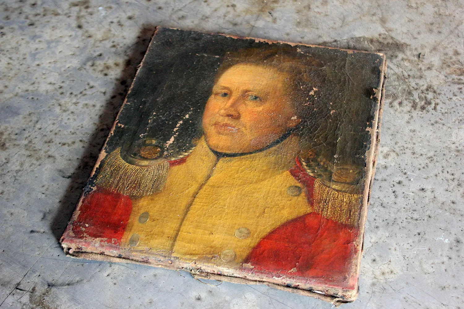 A Good Continental Provincial School Oil on Canvas Portrait of an Military Officer c.1800-1810