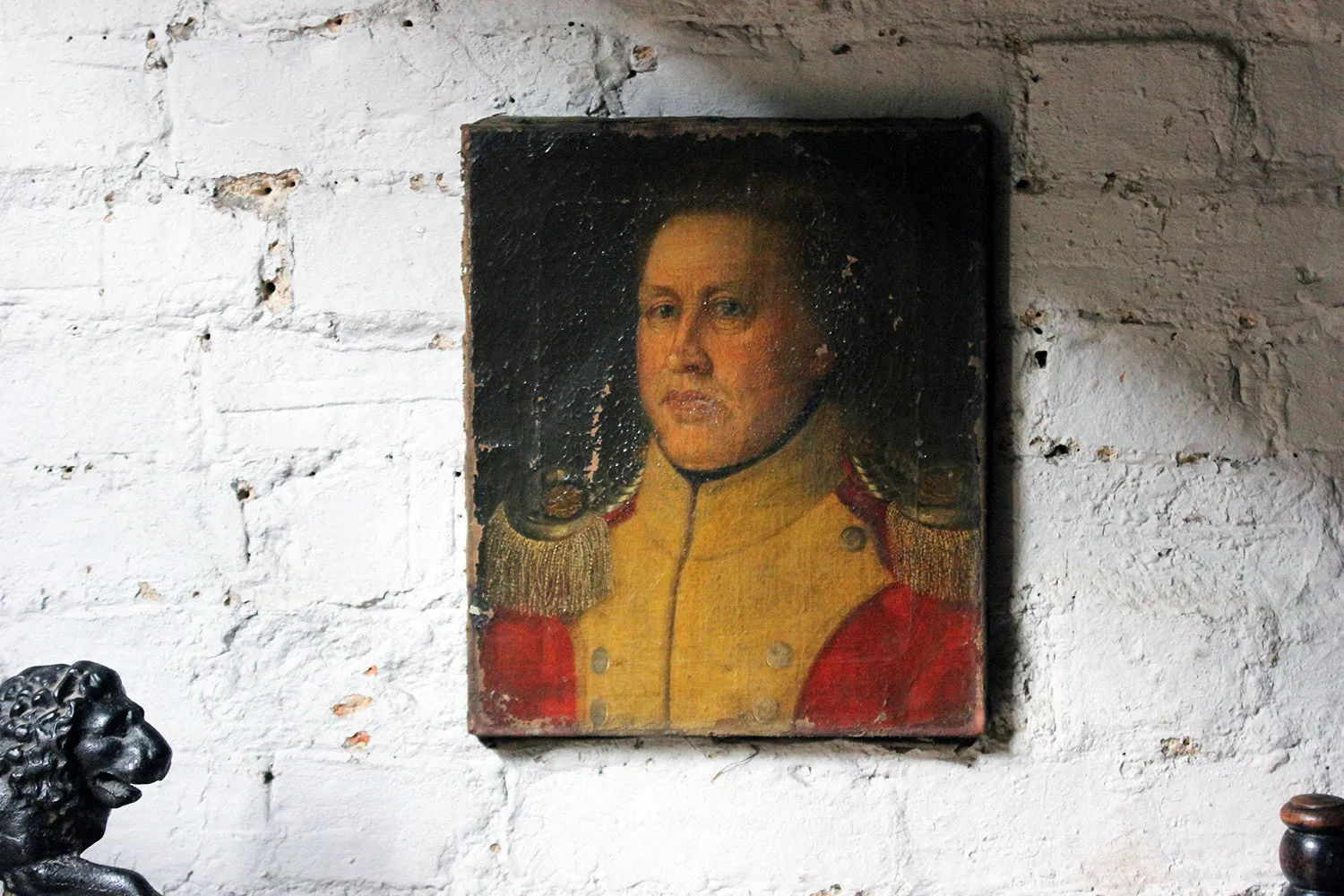 A Good Continental Provincial School Oil on Canvas Portrait of an Military Officer c.1800-1810