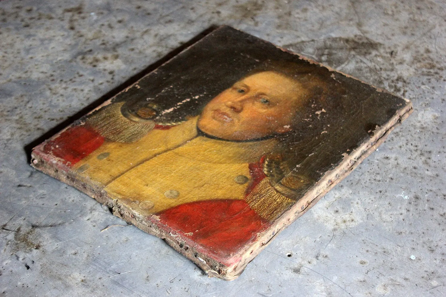 A Good Continental Provincial School Oil on Canvas Portrait of an Military Officer c.1800-1810