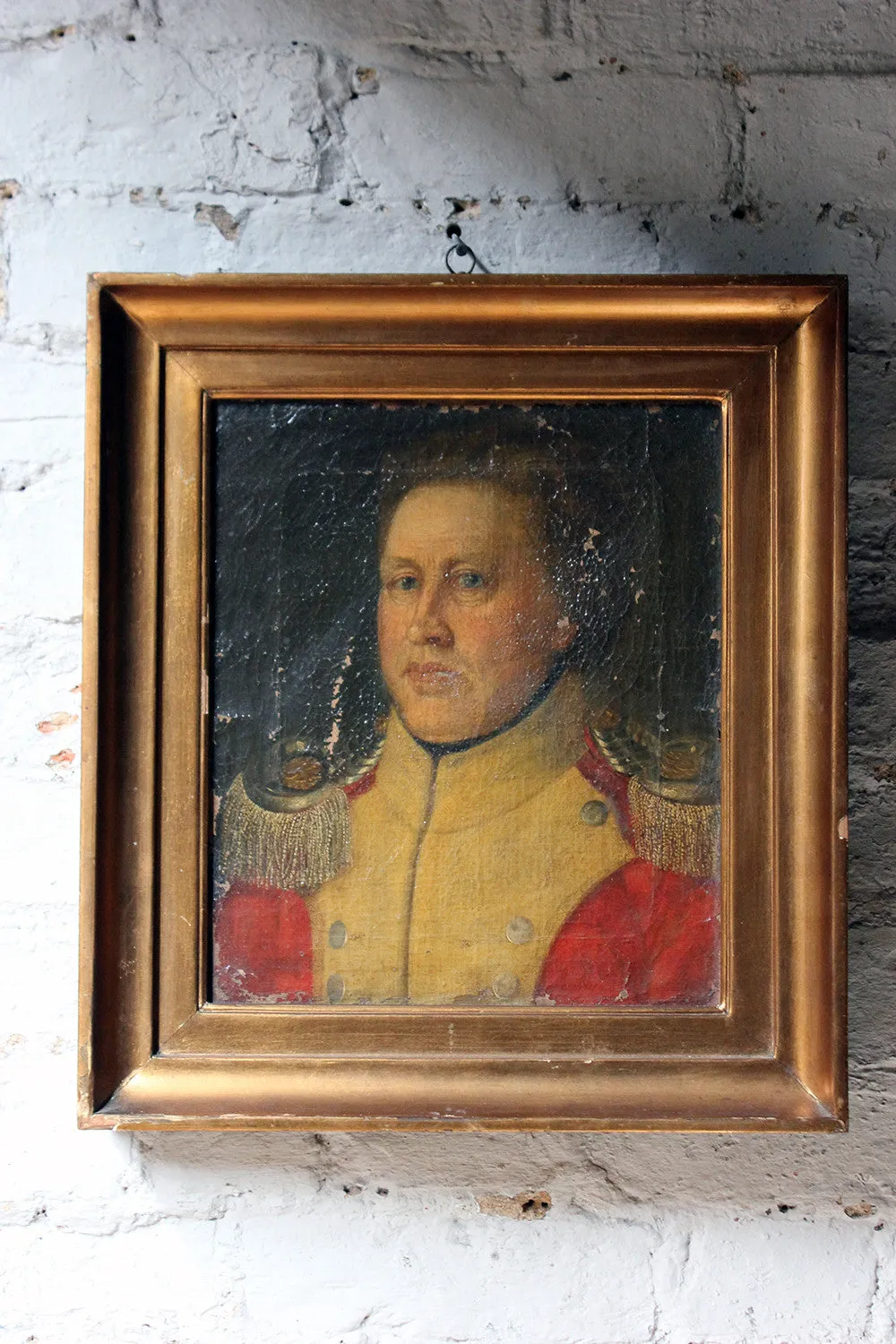 A Good Continental Provincial School Oil on Canvas Portrait of an Military Officer c.1800-1810