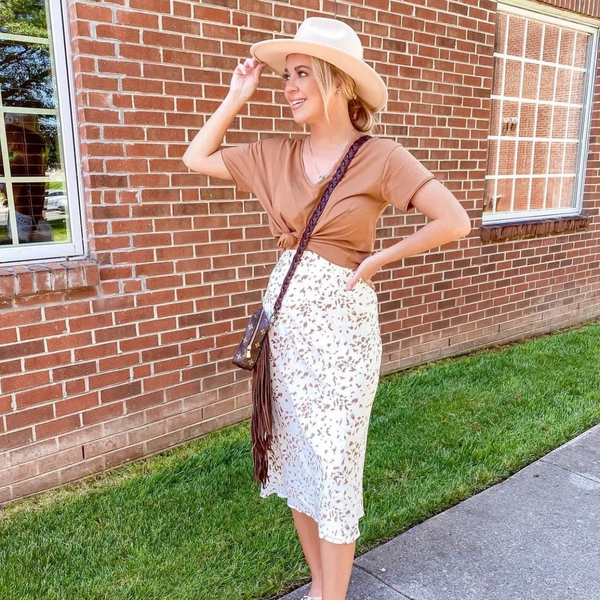 Allie Rose Animal Print Midi Skirt- Size S