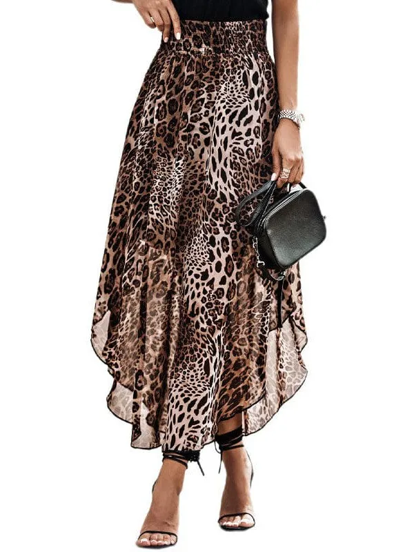 Animal Print Chiffon Midi Skirt