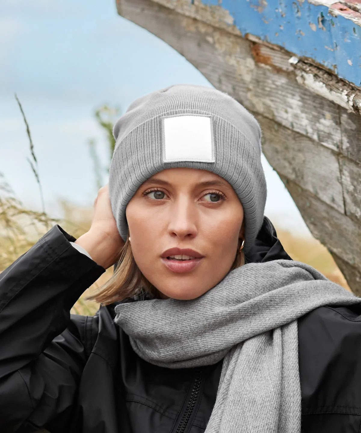 Appliqu patch beanie | Black/White