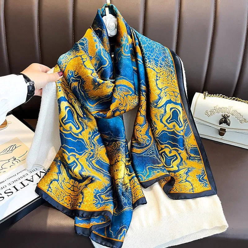 Autumn and Winter Long Stylish Satin Silk Scarf