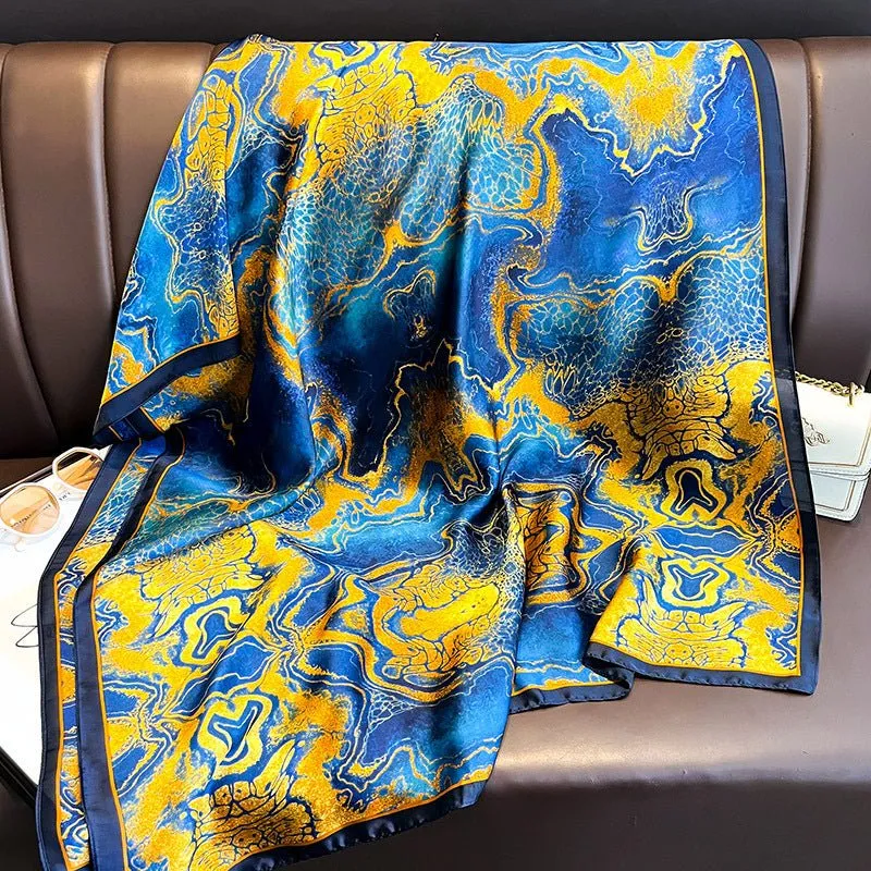 Autumn and Winter Long Stylish Satin Silk Scarf