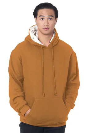 Bayside Mens Thermal Lined Hooded Sweatshirt Hoodie w/ Pouch Pocket - Carmel Brown/Cream