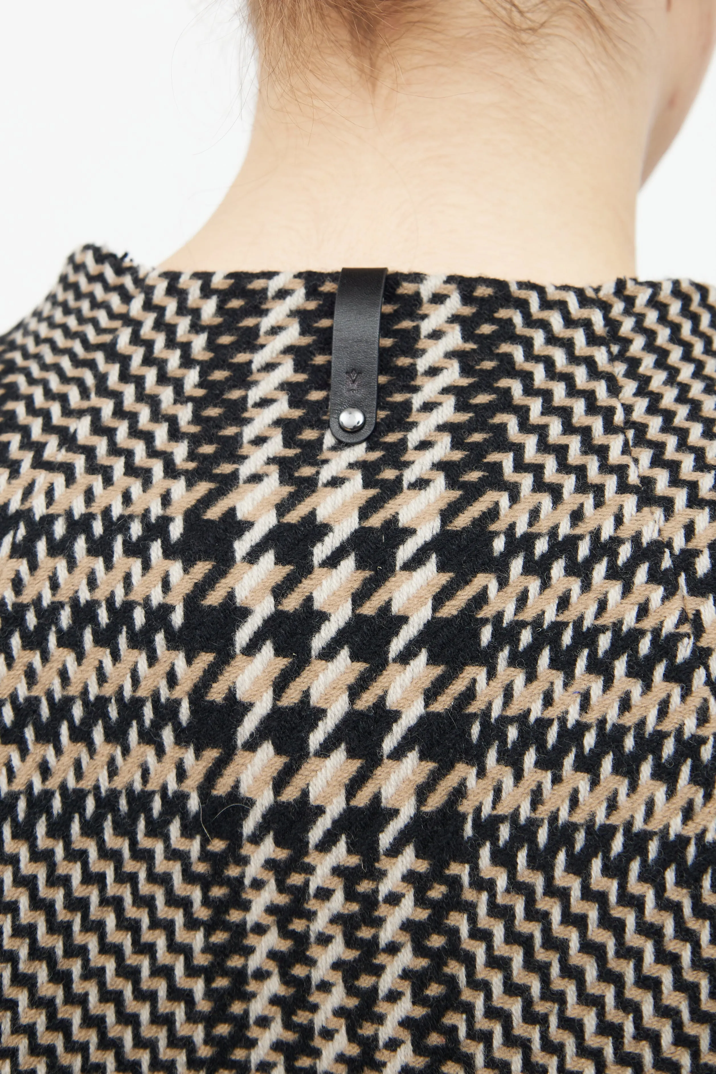 Brown & Black Houndstooth Belted Coat