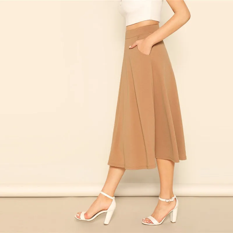Camel Pocket  Aline Midi Skirt