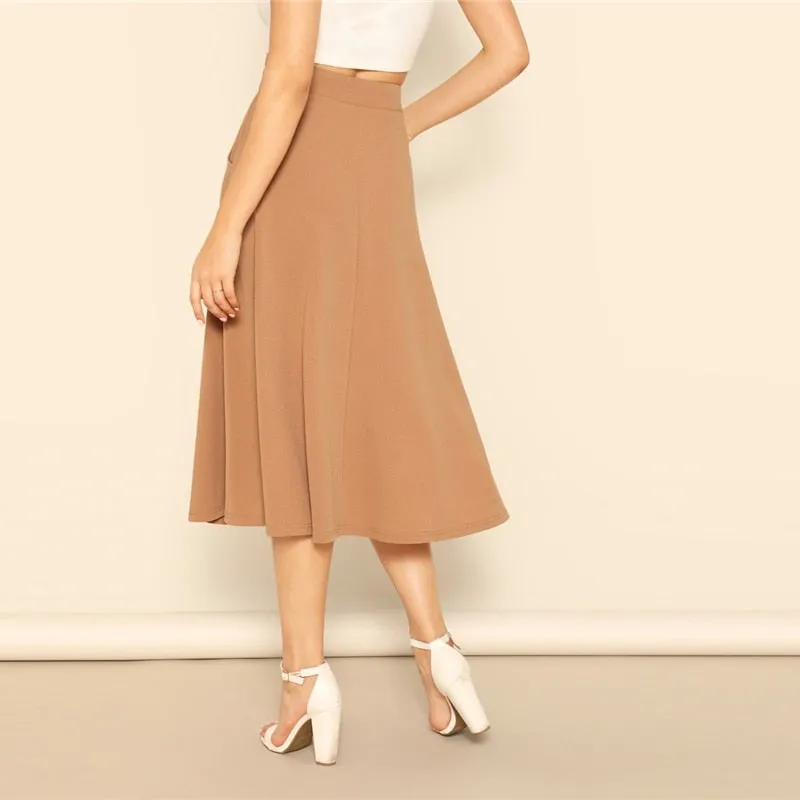 Camel Pocket  Aline Midi Skirt