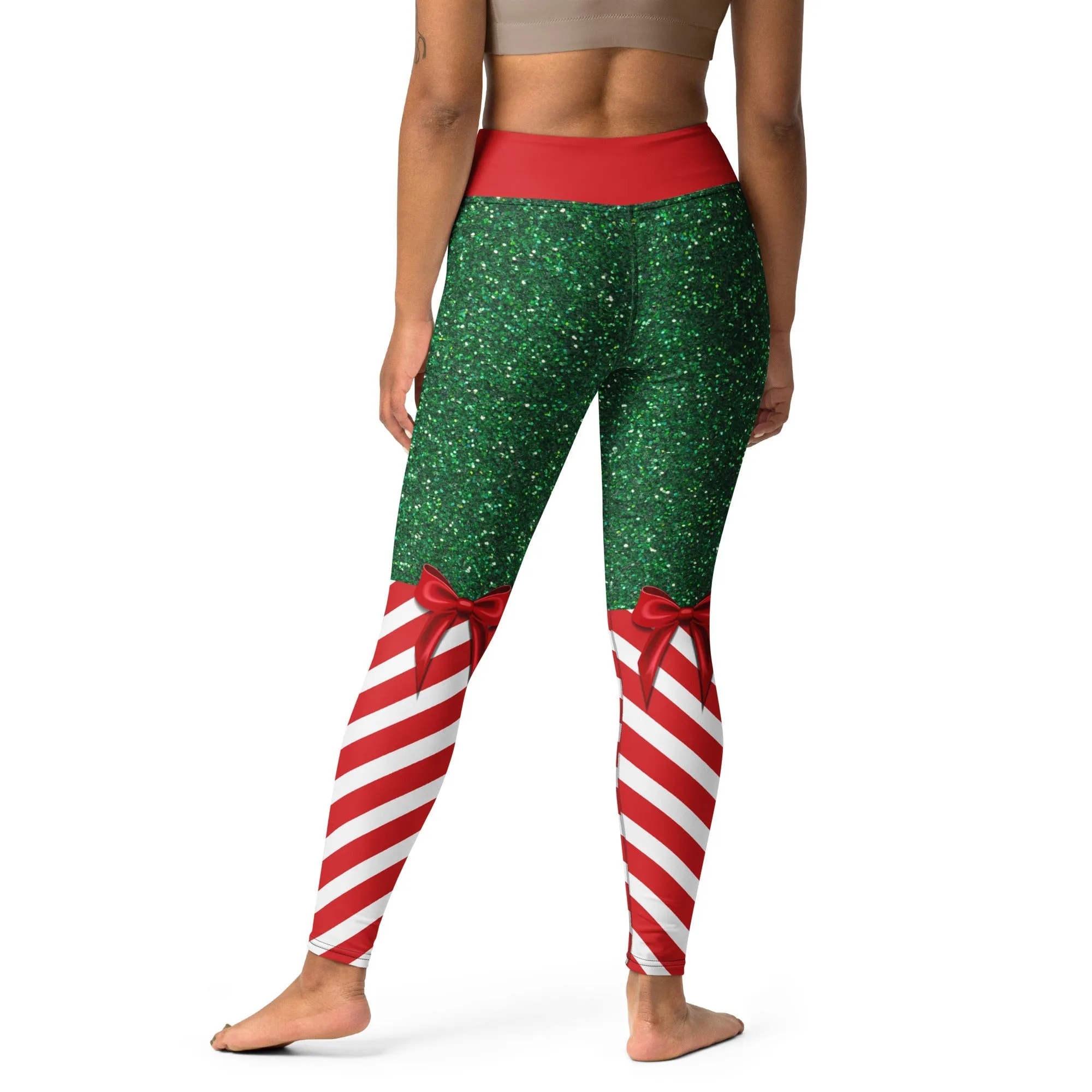 Candy Stripe Christmas Yoga Leggings