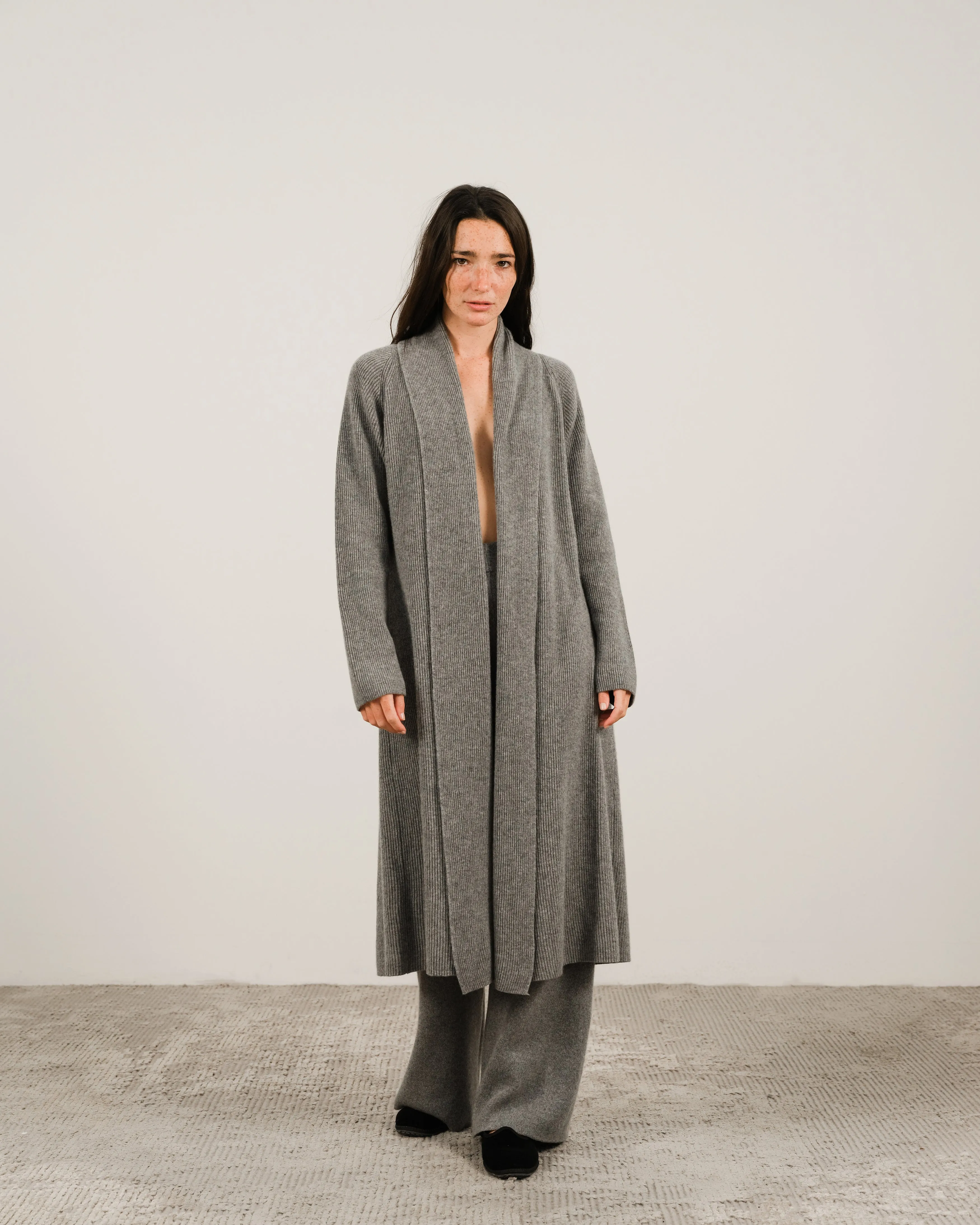 Cashmere Mix Shawl-Collar Maxi Cardigan