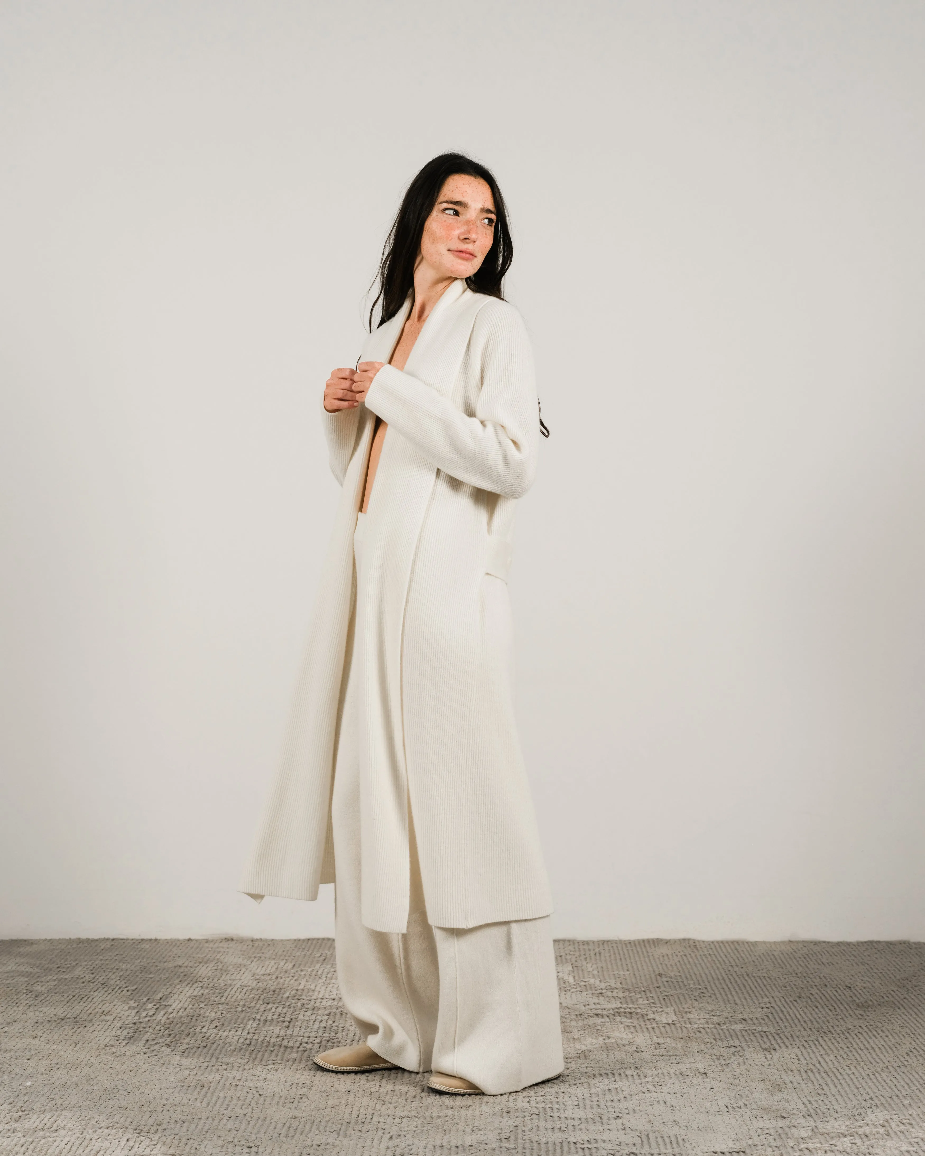 Cashmere Mix Shawl-Collar Maxi Cardigan