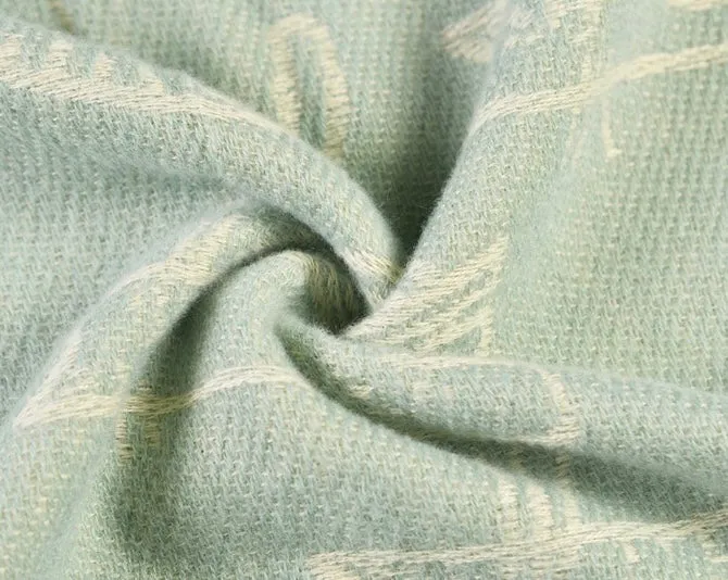 Cat Design Woven Winter Scarf In Sage
