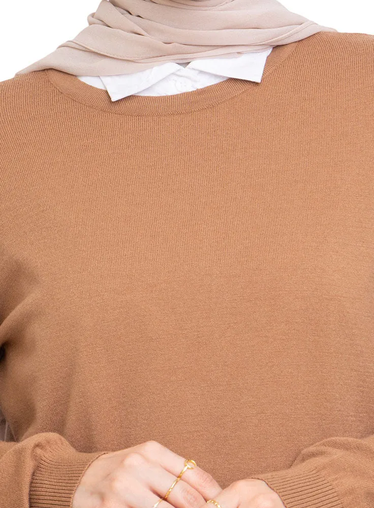 Coffee Round Knit Pullover