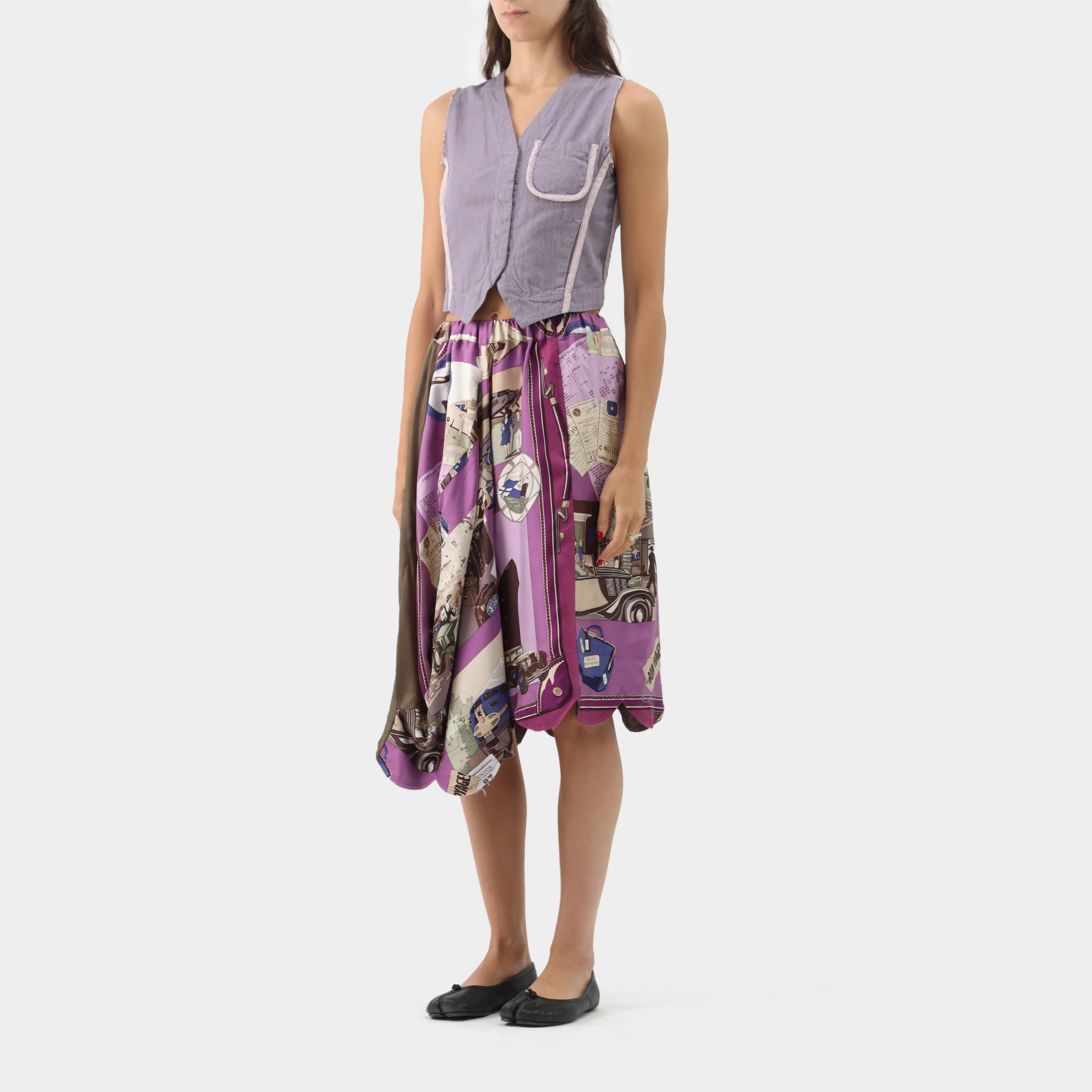 Comme des Garçons Silk Travel Scarf Print Skirt