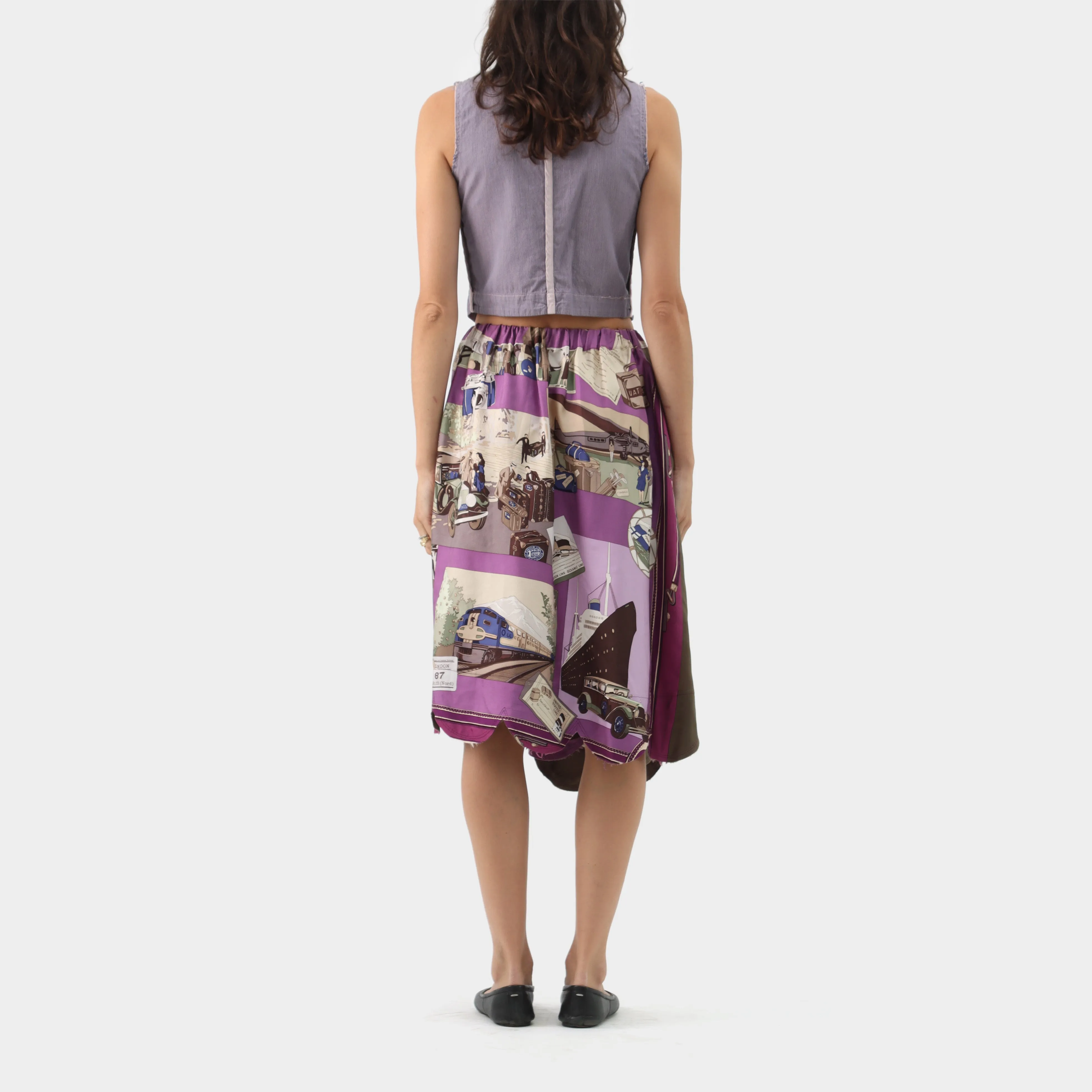 Comme des Garçons Silk Travel Scarf Print Skirt