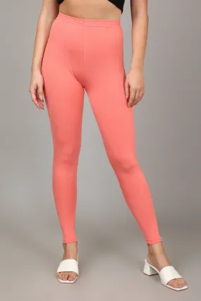 COTTON ANKLE LEGGINGS - PEACH