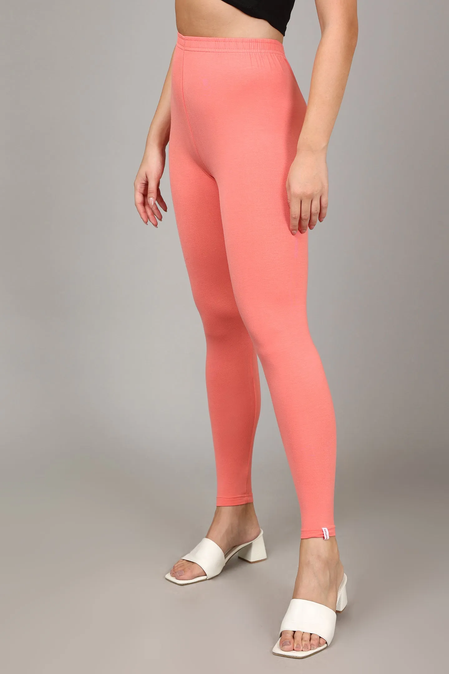 COTTON ANKLE LEGGINGS - PEACH