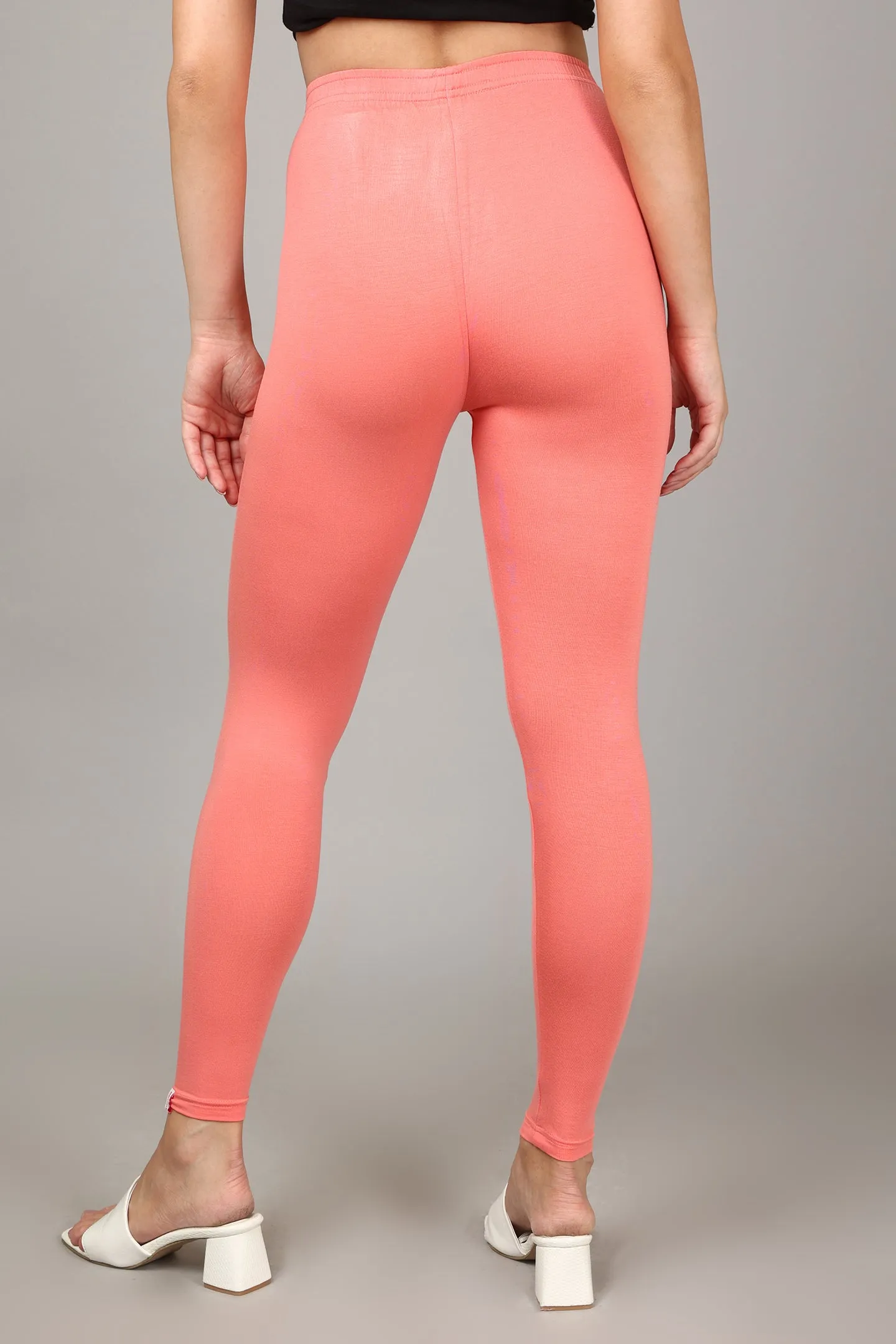 COTTON ANKLE LEGGINGS - PEACH