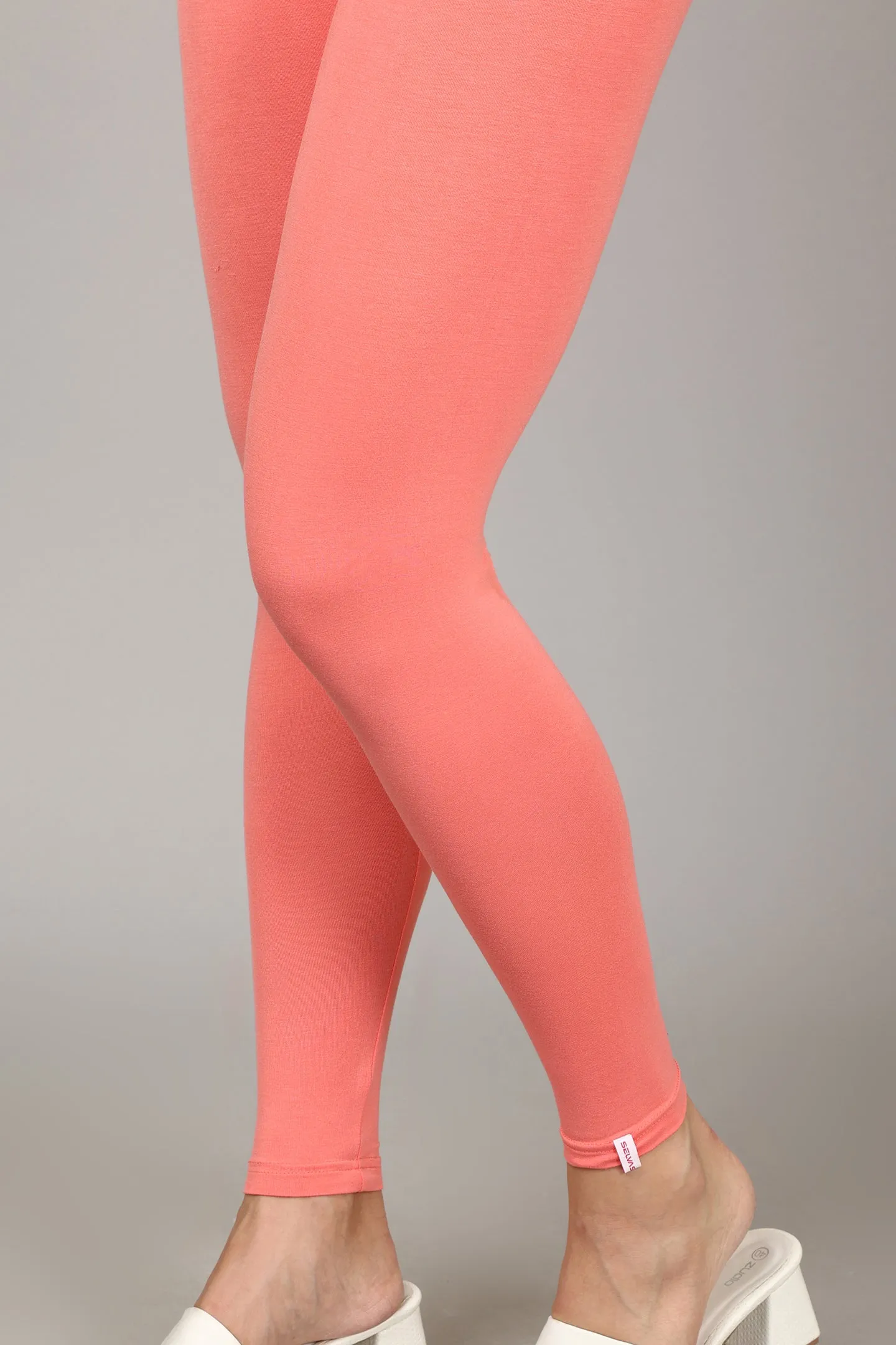 COTTON ANKLE LEGGINGS - PEACH