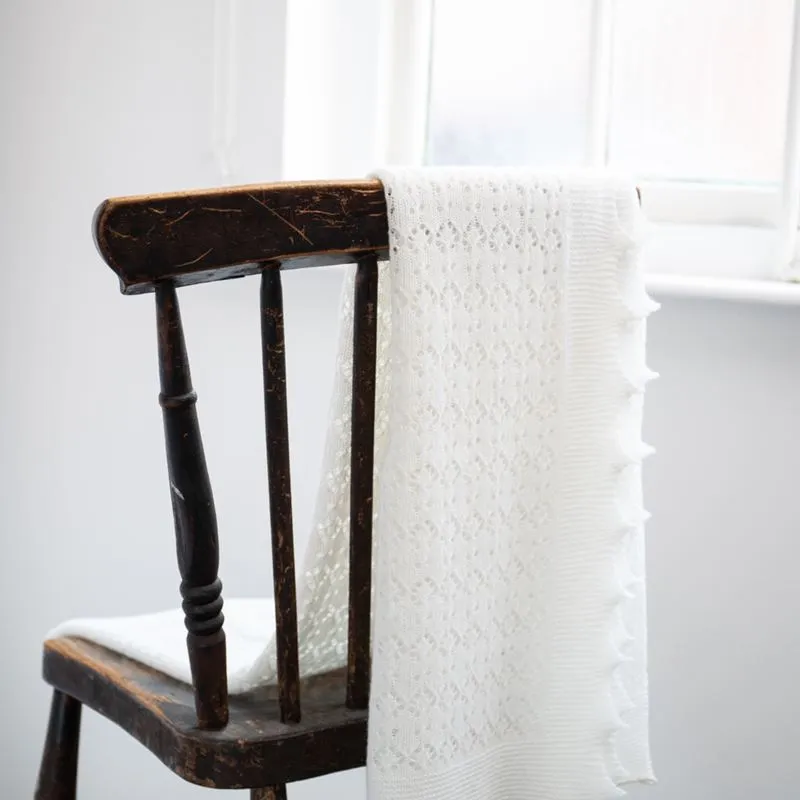 Cozy Cashmere Baby Shawl- White