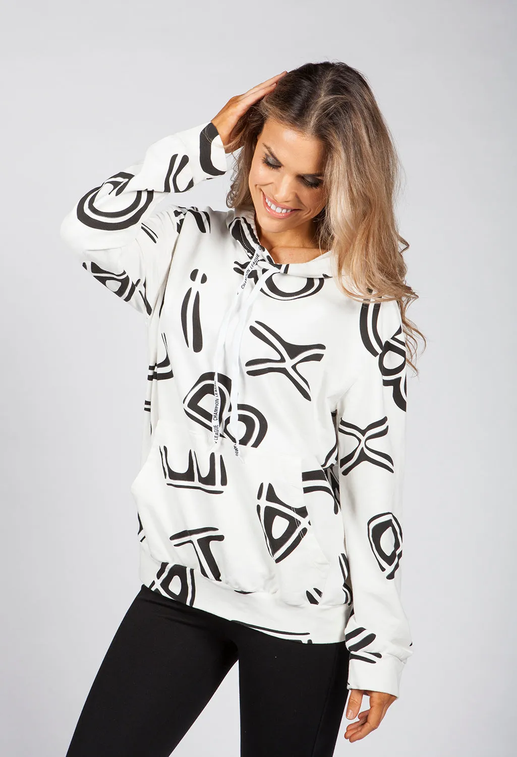 Cream Letter Print Hoodie