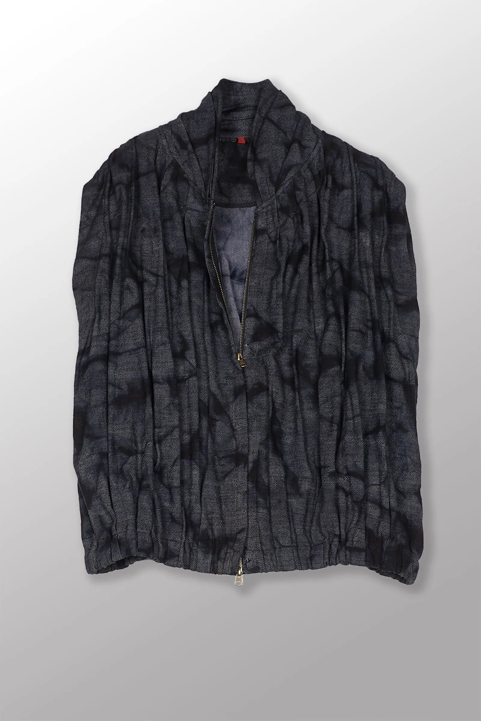 DENIM CRUMBLE SUN-DYE WAVY TUCK SCARF NECK VEST - cw1246-nvy -