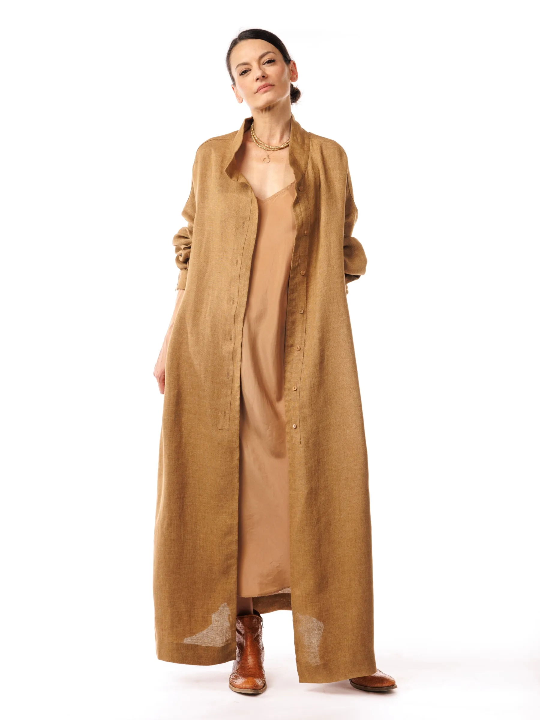 Desert Dream Linen and Silk Cape Dress