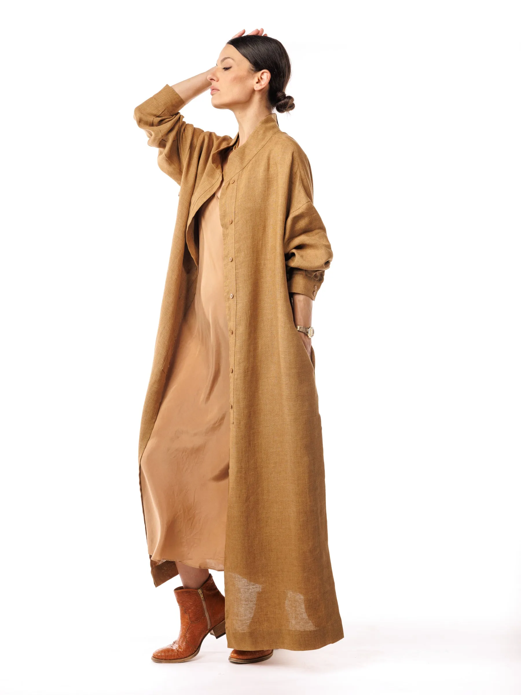 Desert Dream Linen and Silk Cape Dress