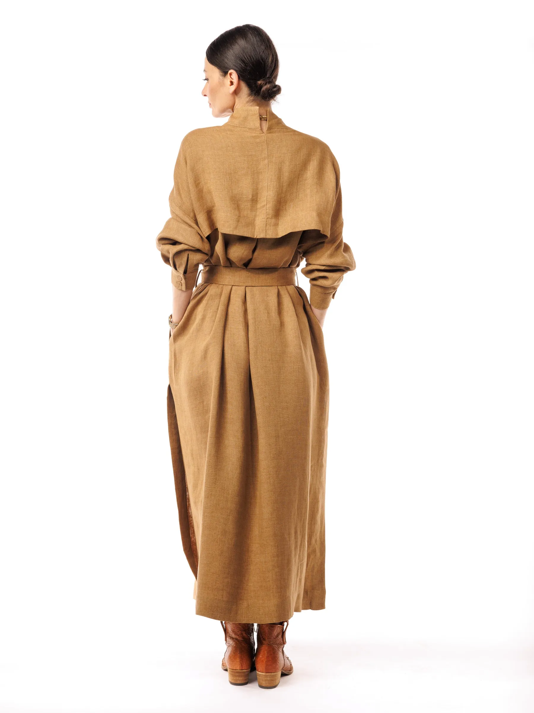 Desert Dream Linen and Silk Cape Dress