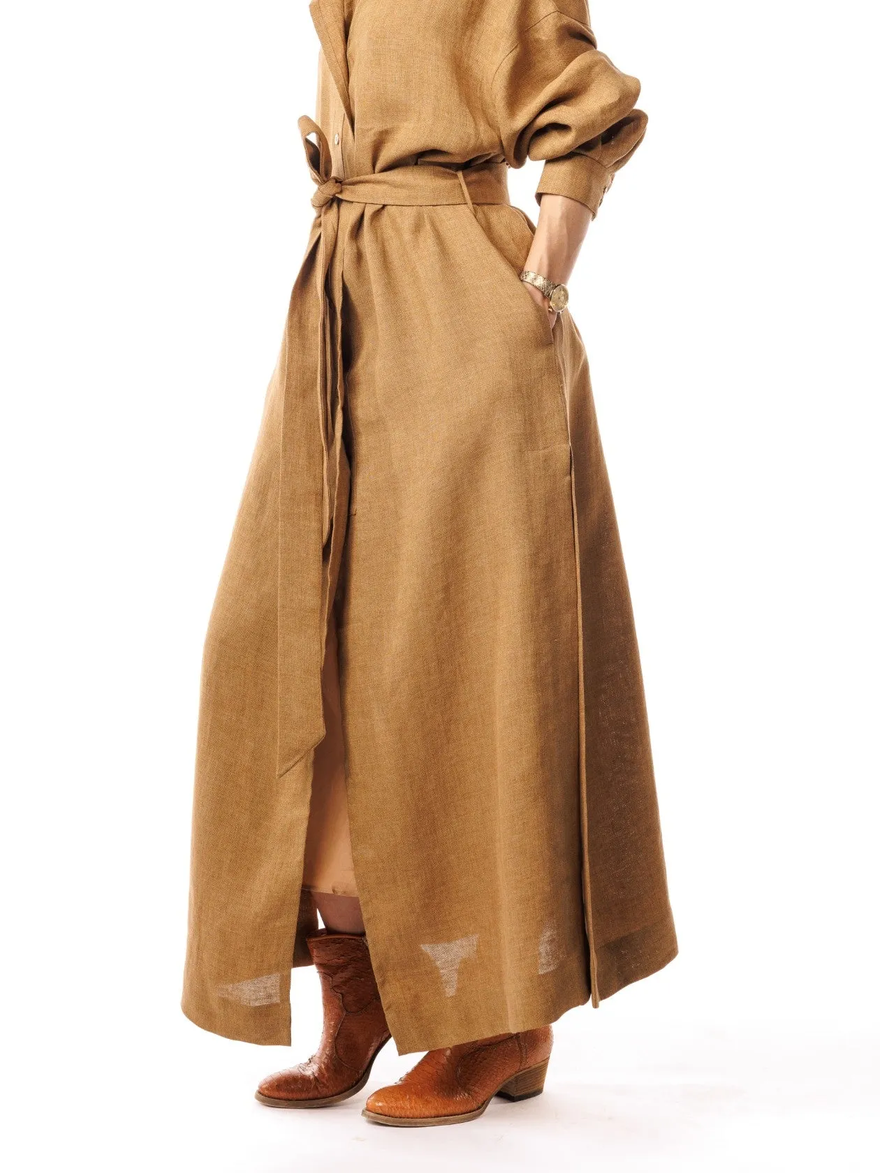Desert Dream Linen and Silk Cape Dress