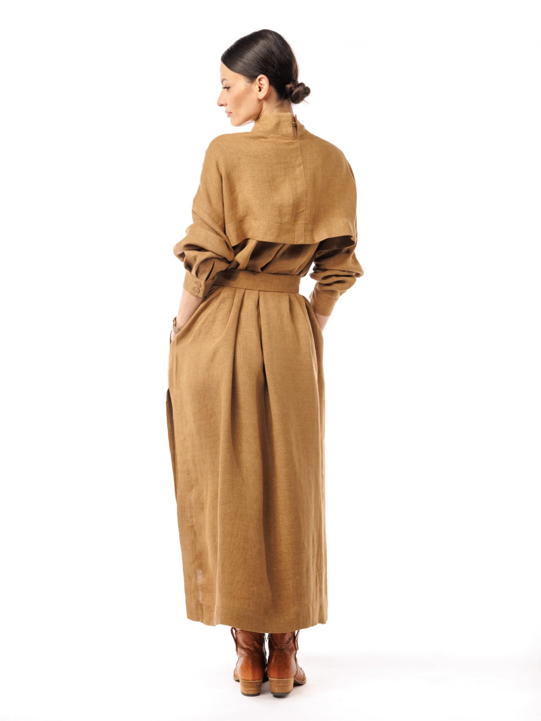 Desert Dream Linen and Silk Cape Dress
