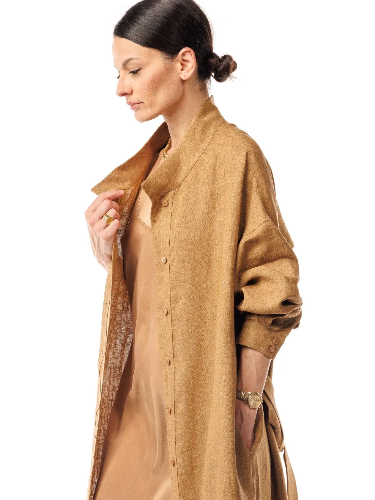 Desert Dream Linen and Silk Cape Dress