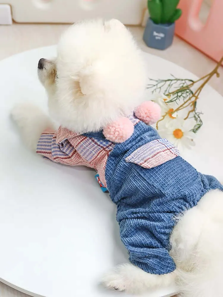 Dog Jumpsuit Plaid Pet Shirts Overalls Outfits for Small Medium Dogs Cats