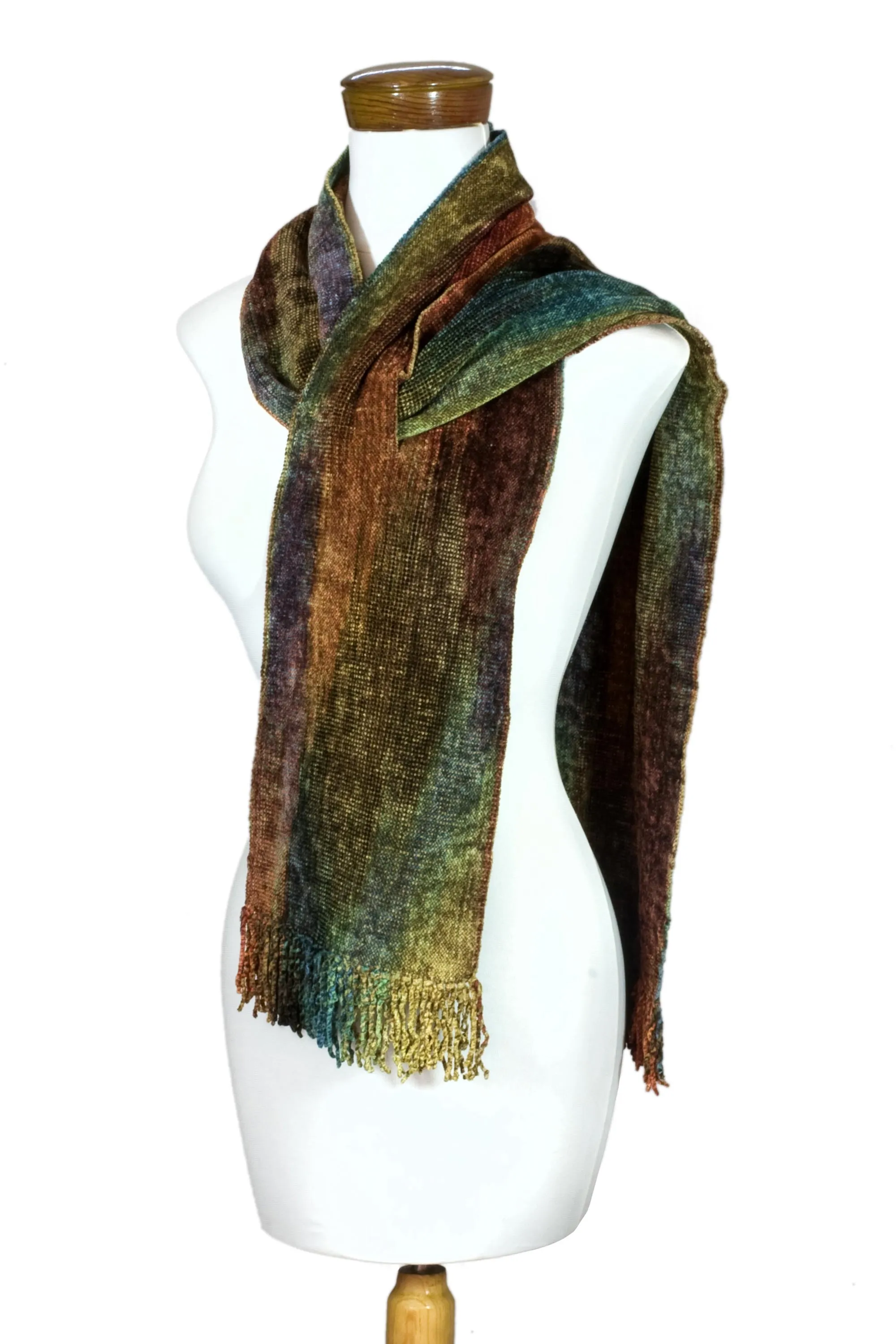 Fair Trade Rayon Chenille Scarf - Summer Dreamer | NOVICA
