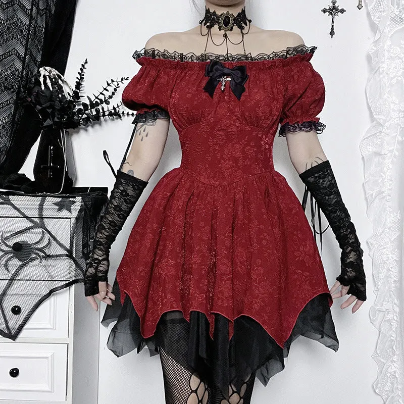 Flytonnshop pretty halloween costumes Yl23500 Summer New Women's Clothing Dark Style Elegant Fashion Slim off-Shoulder Dress Women