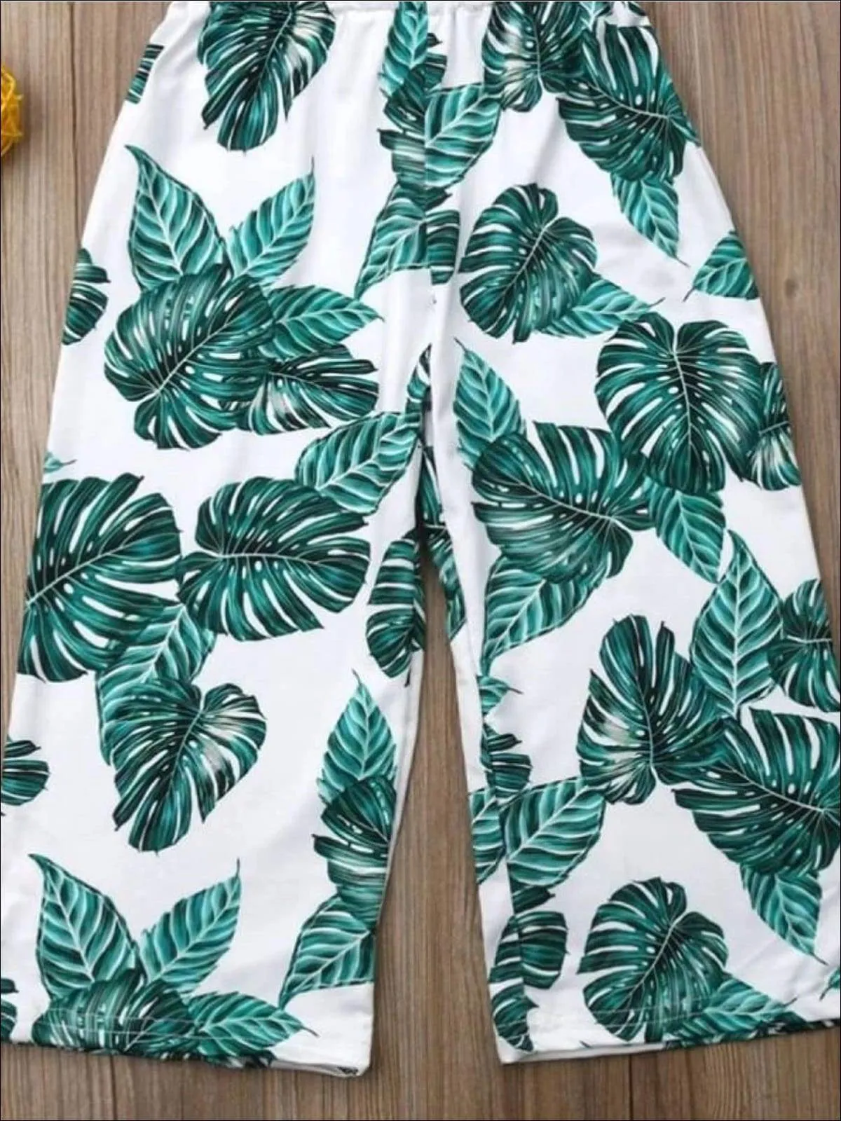 Girls Casual Tropical Print Off Shoulder Jumpsuit