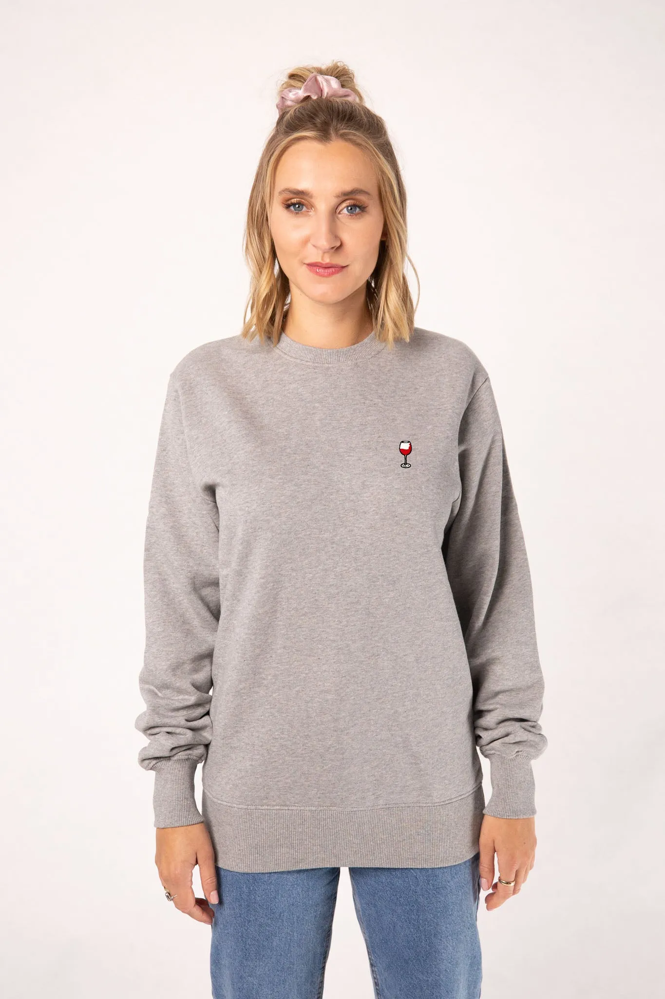Glaserl Rotwein | Bestickter Bio-Baumwoll Frauen Pullover