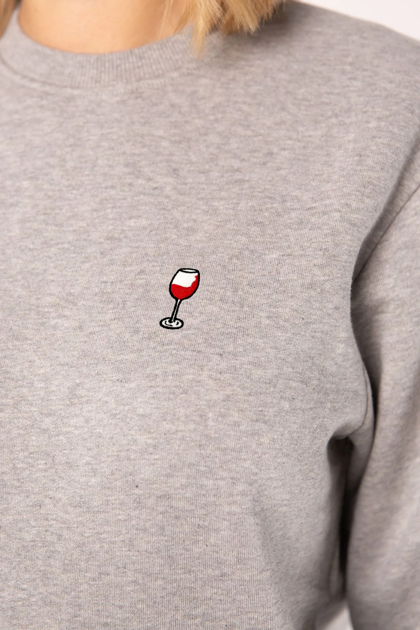 Glaserl Rotwein | Bestickter Bio-Baumwoll Frauen Pullover