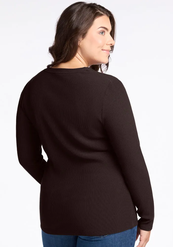 Hadley Ribbed Crew - French Roast