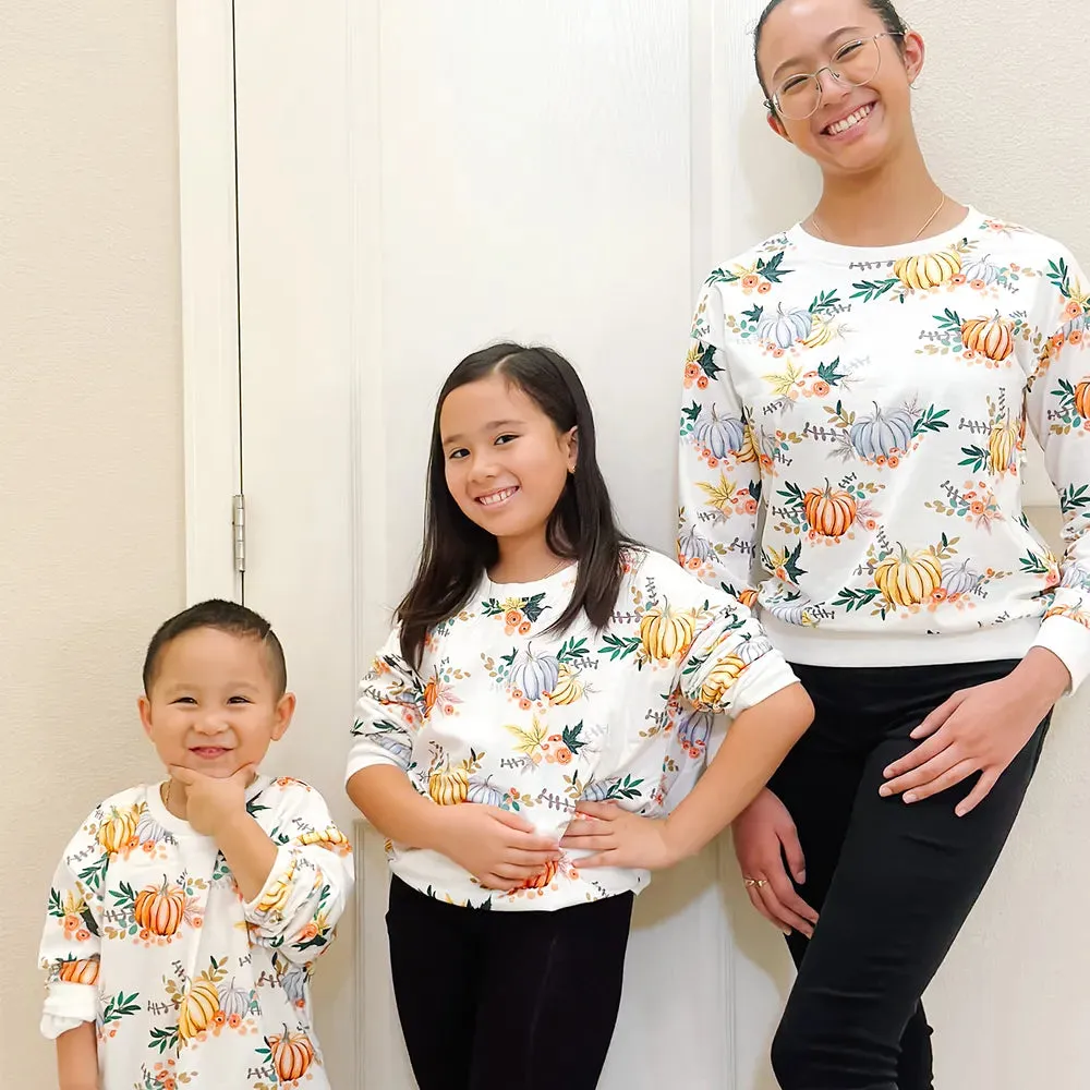Halloween Mommy and Me Pullover Sweatshirt Pumpkin Print Long-sleeve Sweatshirts for Mom and Me