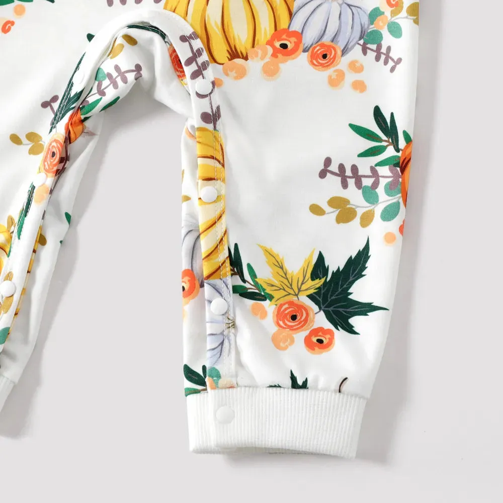 Halloween Mommy and Me Pullover Sweatshirt Pumpkin Print Long-sleeve Sweatshirts for Mom and Me