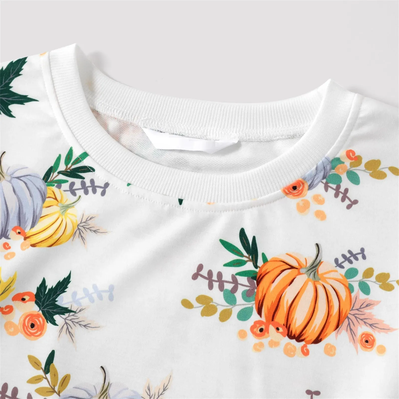 Halloween Mommy and Me Pullover Sweatshirt Pumpkin Print Long-sleeve Sweatshirts for Mom and Me