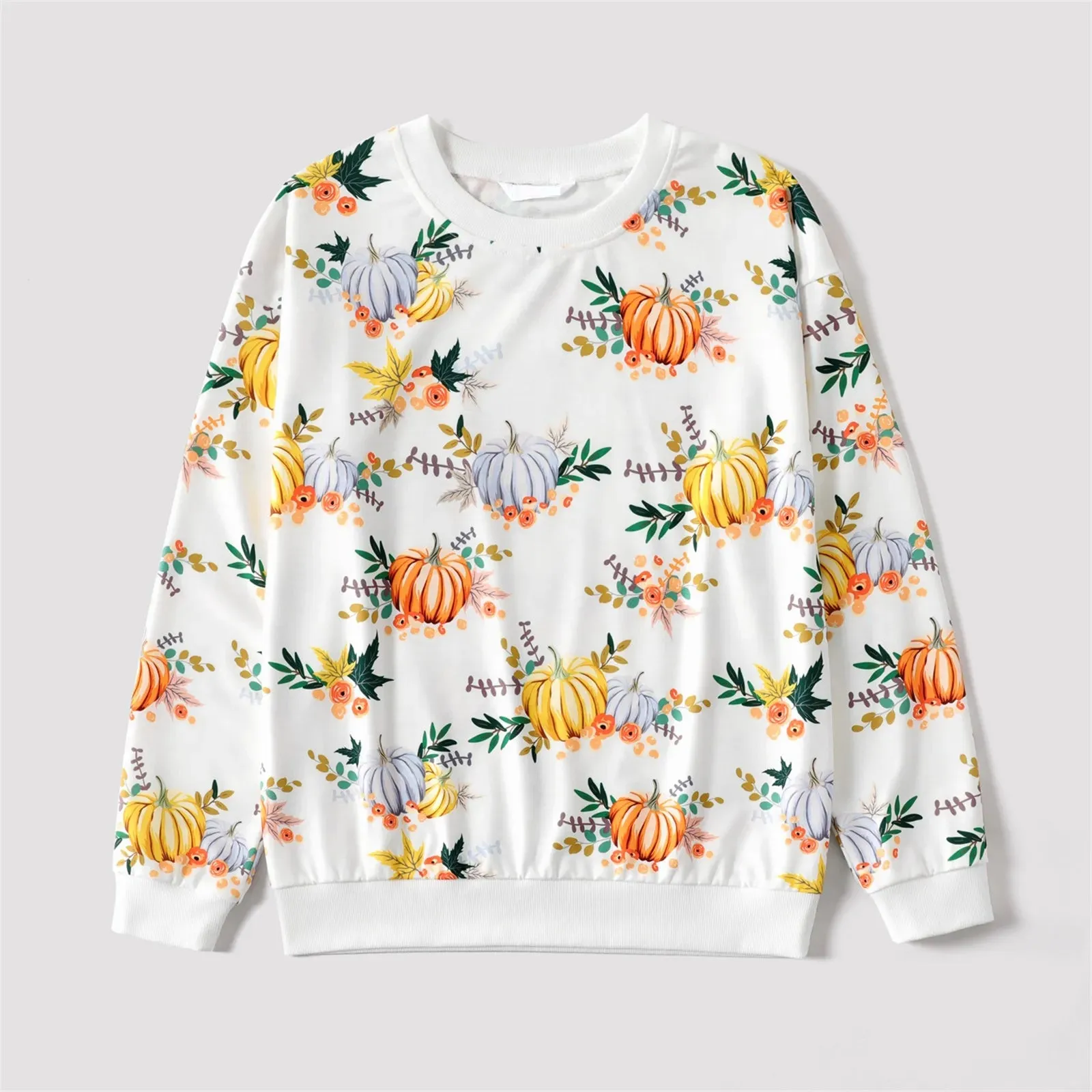 Halloween Mommy and Me Pullover Sweatshirt Pumpkin Print Long-sleeve Sweatshirts for Mom and Me